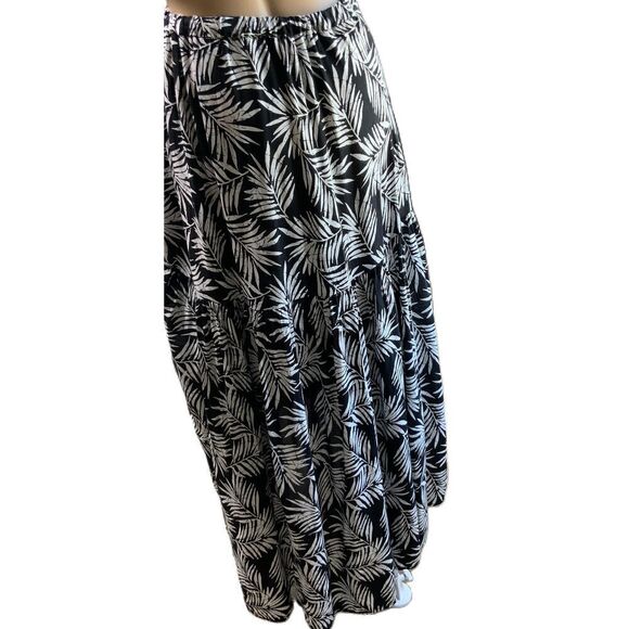 Cynthia Rowley Black White Tropical Palm Print Wrap Patterned Skirt Size Medium - Picture 9 of 13